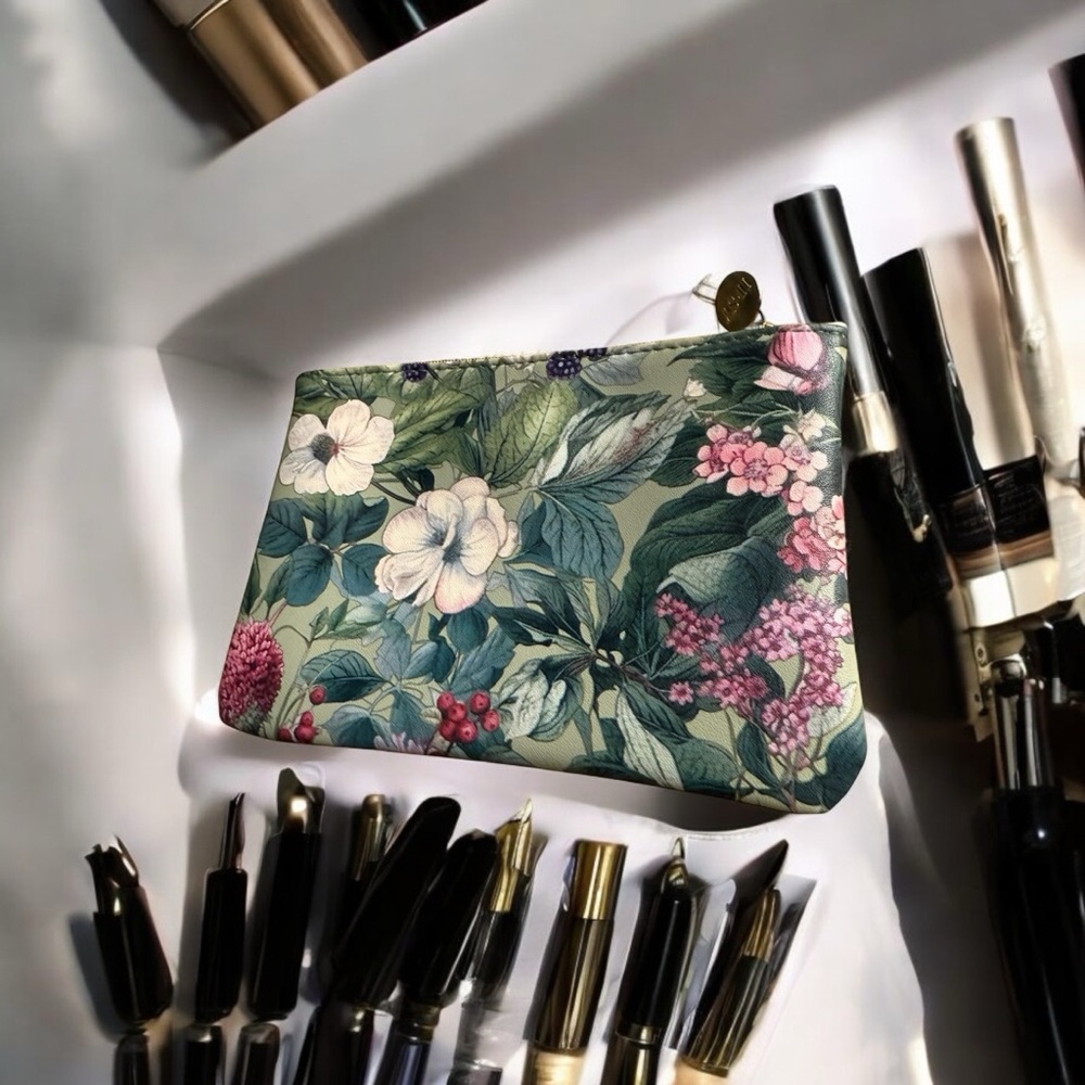 Gypsy Floral Bohemian Green Cosmetic Bag only Boho chic